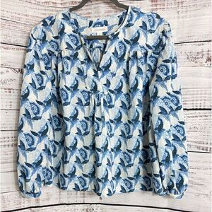 Treasure & Bond Blue Floral Peasant Blouse